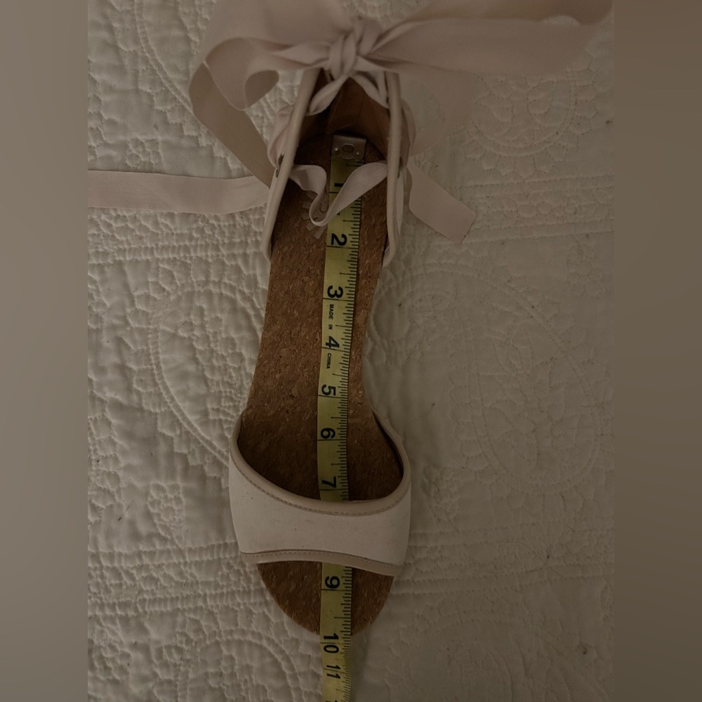 UGG Cream Espadrille Wedge Shoes with Ankle Wrap - Picture 3 of 6